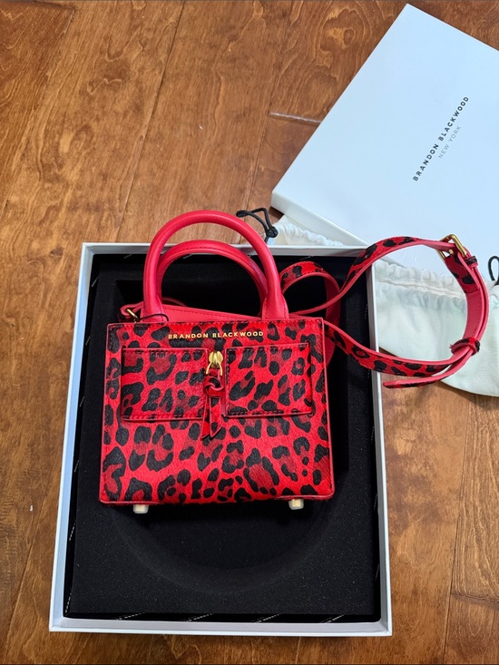 Brandon Blackwood Handbags - Brandon Blackwood Red and Black Leopard Mini Tote